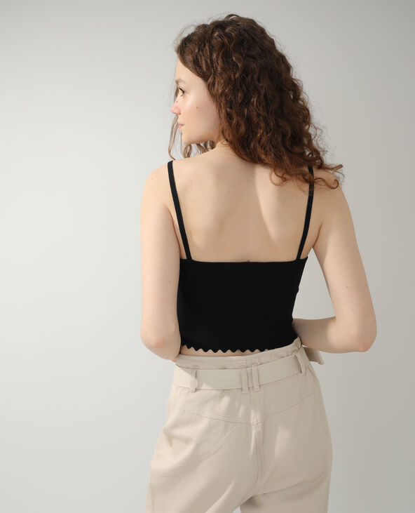 Crop top festonné noir - Pimkie