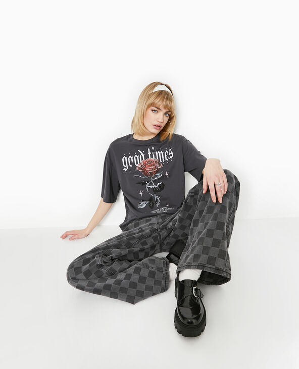 T-shirt oversize avec print gris foncé - Pimkie