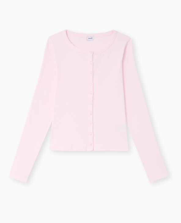 T-shirt gilet en maille côtelée rose clair - Pimkie