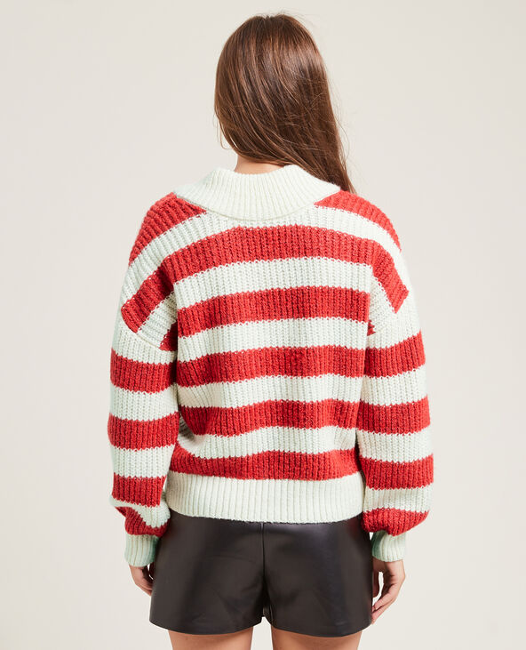 Pull grosse maille col V rouge - Pimkie