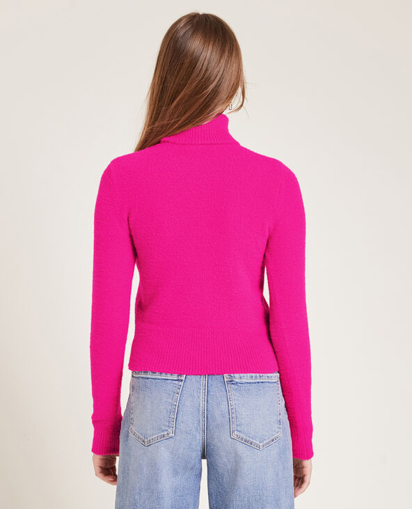 Pull col roulé maille fluffy rose fuchsia - Pimkie