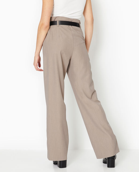 Pantalon large taille haute avec ceinture marron - Pimkie