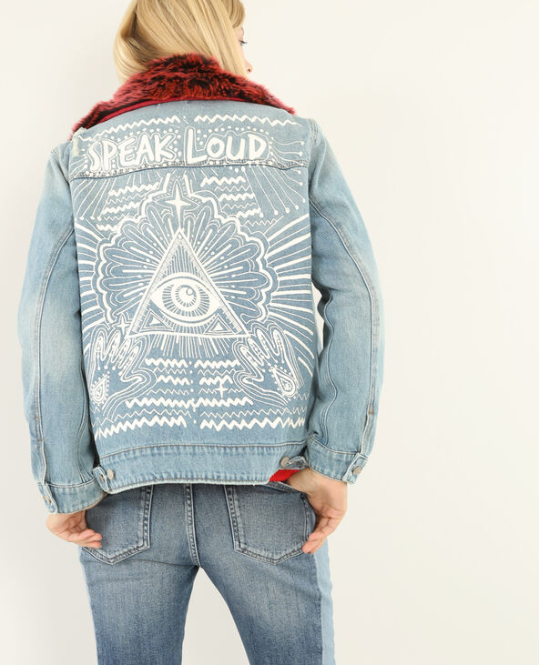 Veste jean imprimé best sale