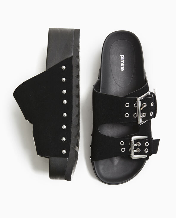 Mules compensées avec brides et œillets noir - Pimkie