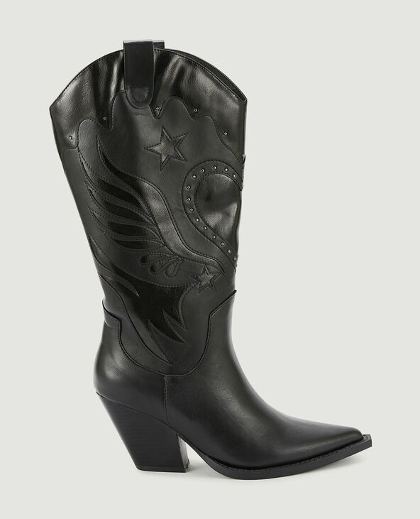 Bottes santiags avec découpes et clous noir - Pimkie