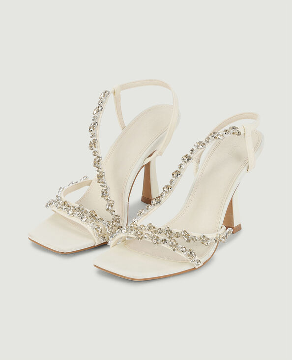Sandales à talons avec brides et strass beige - Pimkie
