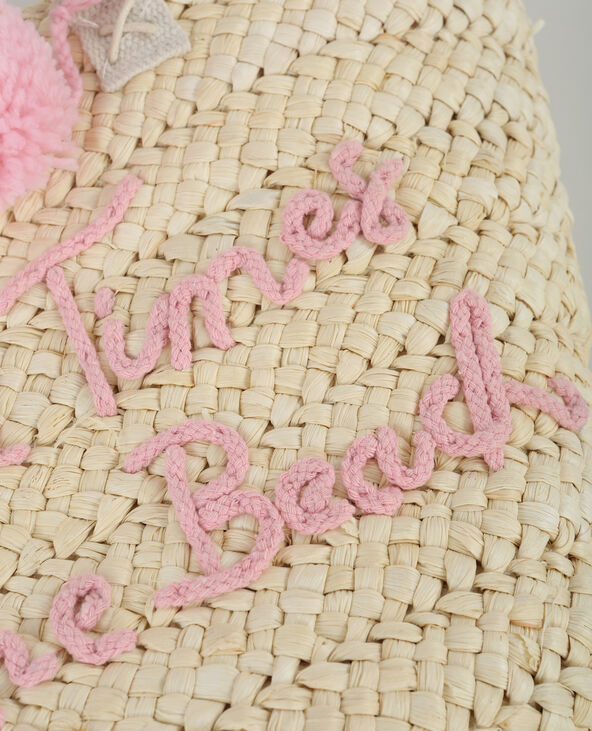 Panier en paille à message blanc - Pimkie