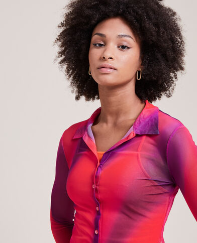 Chemisier en maille micro-mesh rose - Pimkie