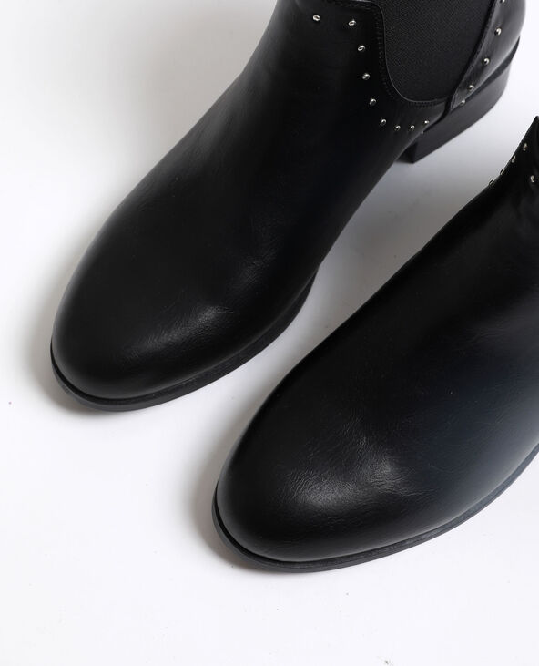 Bottines plates en cuir synthétique noir - Pimkie