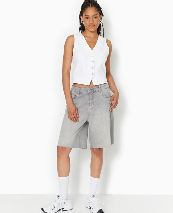 Gilet barman en jean avec boutons métalliques blanc - Pimkie
