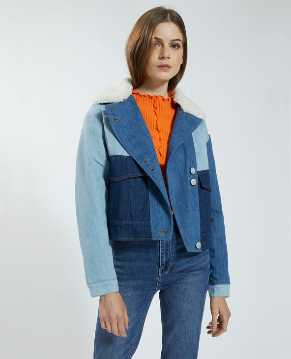 Veste en jean store tricolore