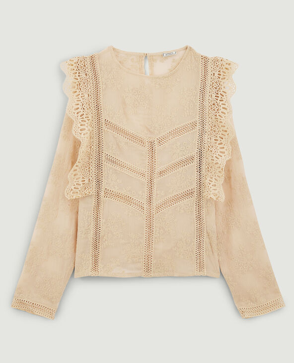 Blouse en dentelle beige - Pimkie