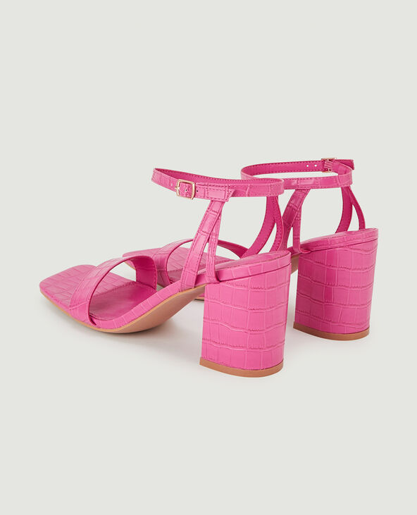 Sandales à brides effet croco rose - Pimkie