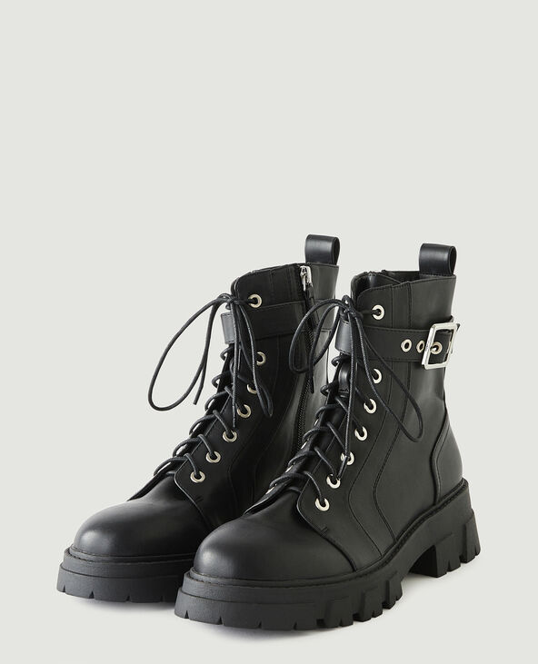 Boots en simili cuir noir - Pimkie