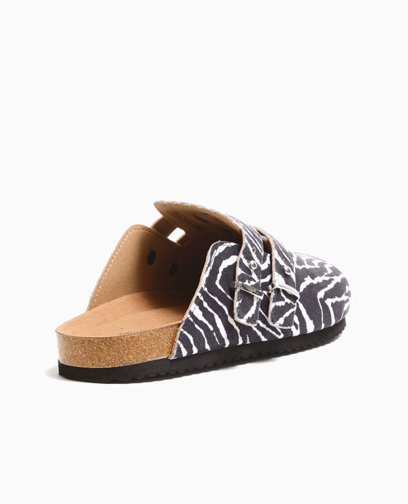 Mules sabots en suédine motif zèbre noir - Pimkie