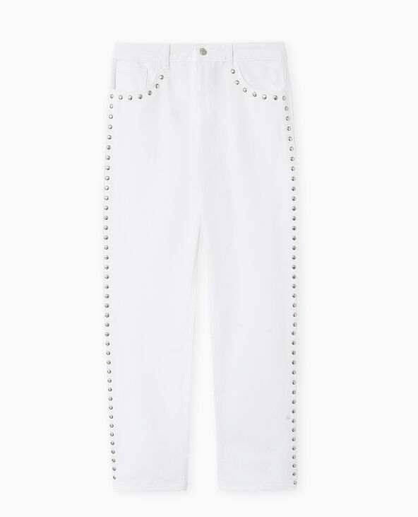 Jean straight taille basse avec clous blanc - Pimkie