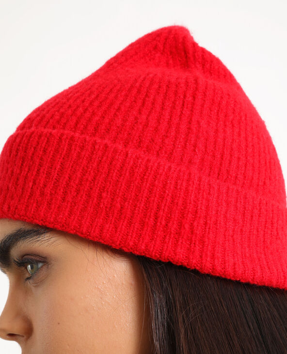 Bonnet à revers bordeaux - Pimkie