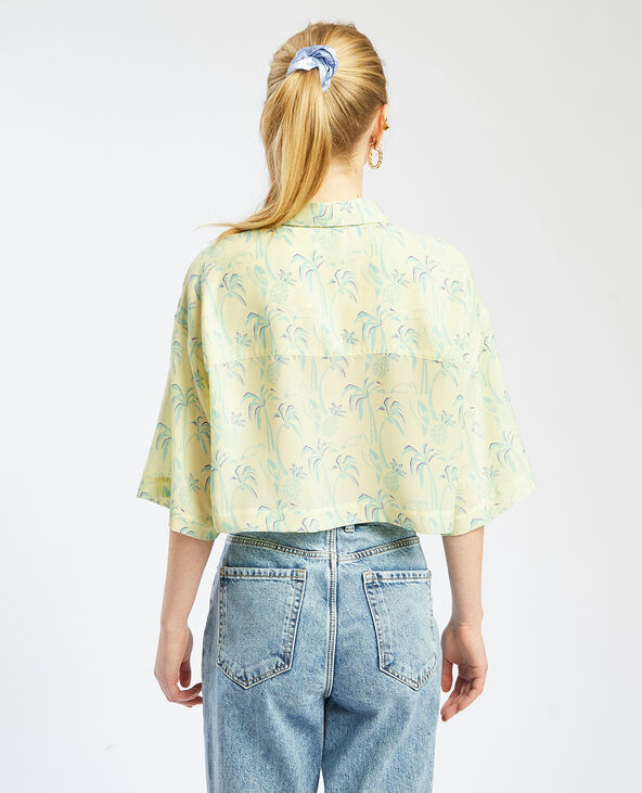 Chemise courte à motifs tropicaux jaune - Pimkie