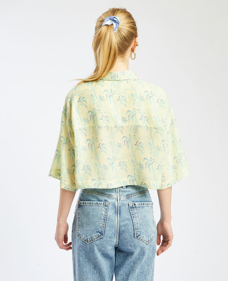 Chemise courte à motifs tropicaux jaune - Pimkie