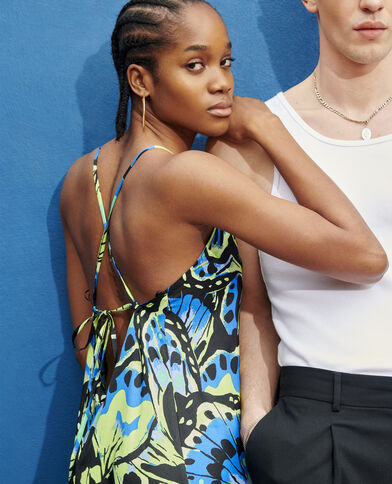 Robe dos-nu avec liens à nouer noir - Pimkie