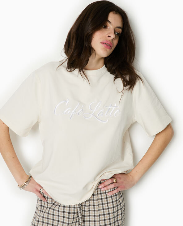 T-shirt épais avec broderie blanc - Pimkie