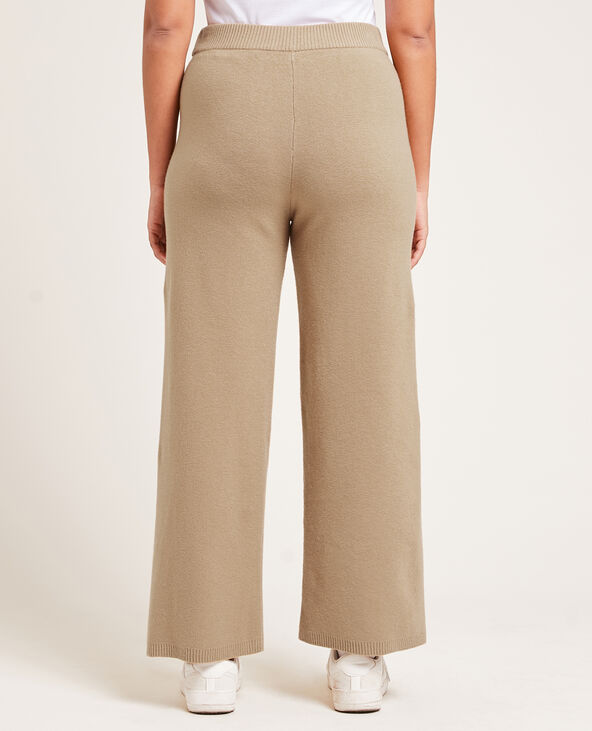 Pantalon large en maille marron - Pimkie