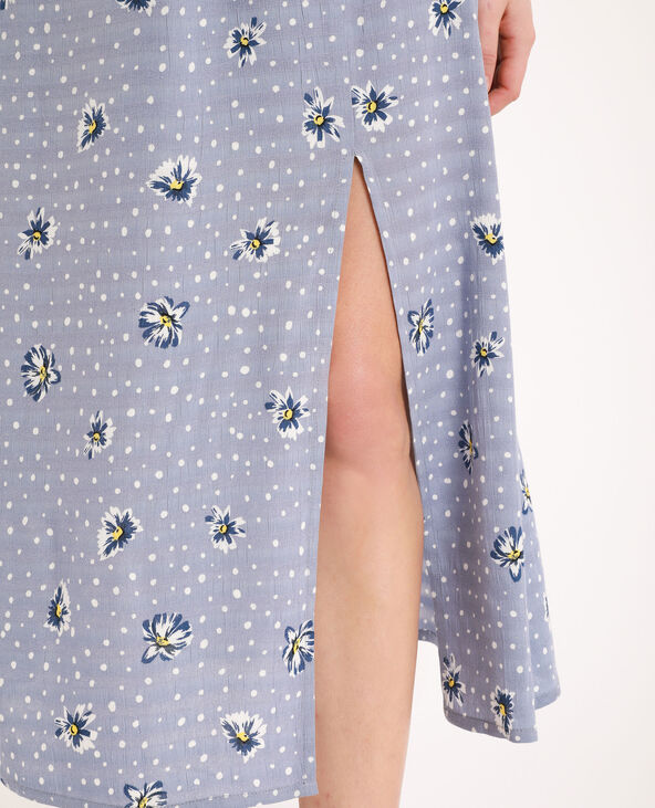 Jupe longue à fleurs bleu foncé - Pimkie