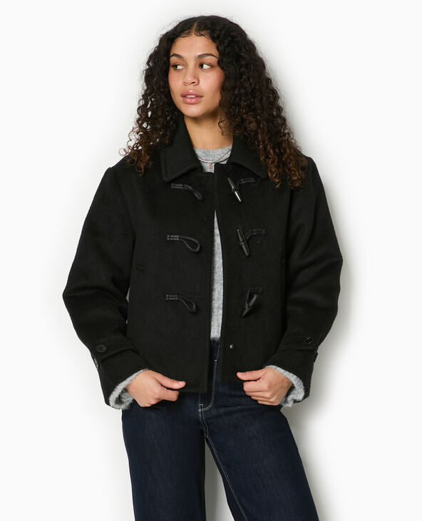 Manteau court et droit avec boutons duffle coat noir - Pimkie