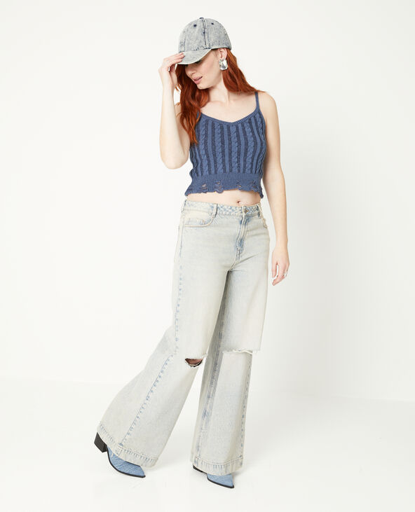Jean wide effet destroy jaune ocre - Pimkie