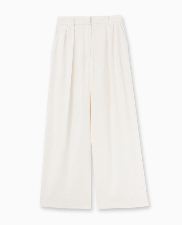Pantalon large et droite avec pinces beige - Pimkie