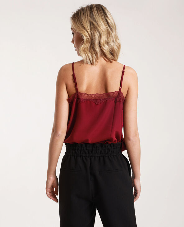 Top à dentelle bordeaux - Pimkie