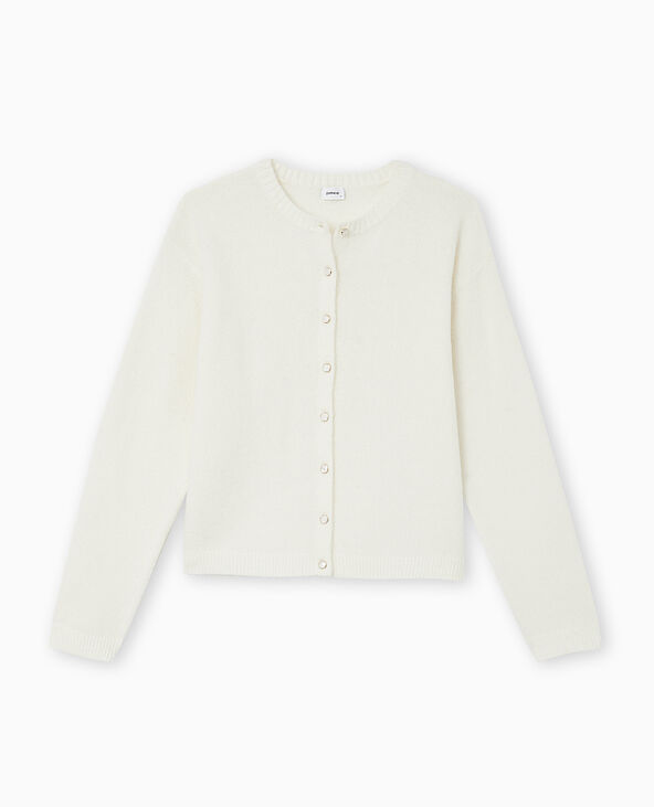 Gilet col rond avec boutons effet nacre blanc - Pimkie