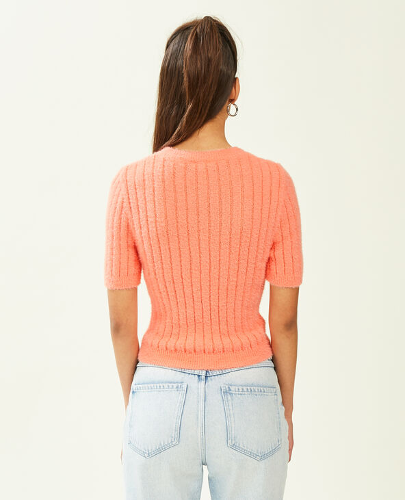 Pull duveteux à manches courtes rose - Pimkie