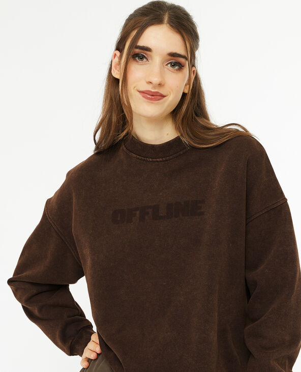 Sweat avec print effet vieilli marron - Pimkie