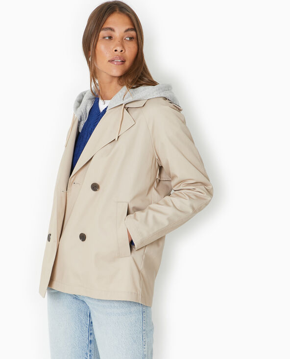 Veste trench avec capuche molleton amovible beige - Pimkie
