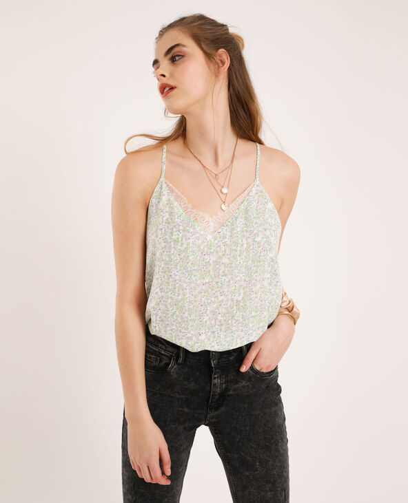 Top à fleurs blanc - Pimkie