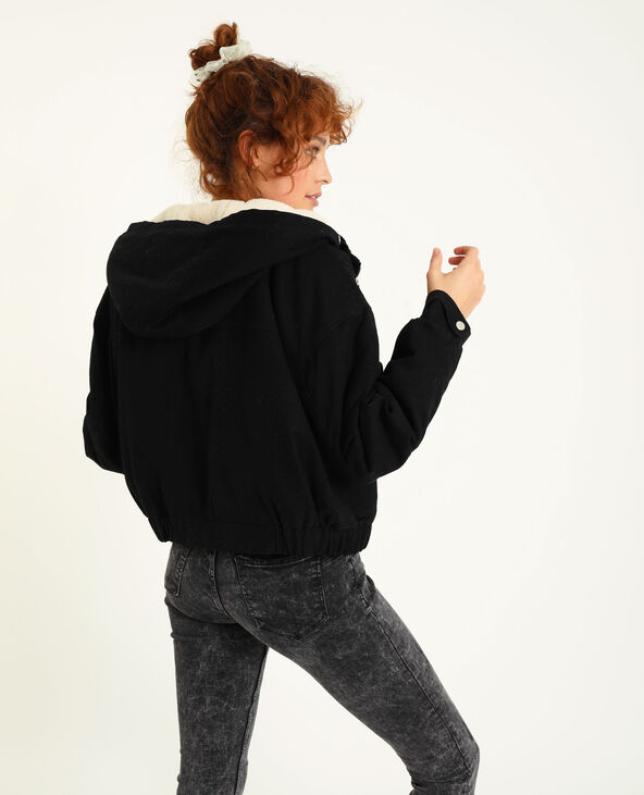 Blouson court à capuche noir - Pimkie