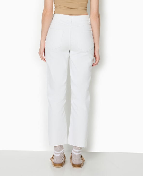 Jean droit taille haute avec bas coupés blanc - Pimkie