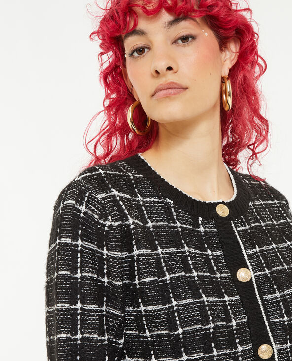Gilet effet tweed à carreaux noir - Pimkie