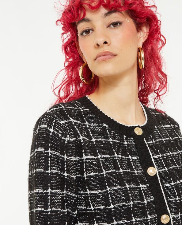 Gilet effet tweed à carreaux noir - Pimkie