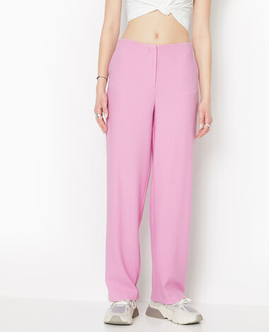 Pantalon droit en tissu reliéfé rose fuchsia - Pimkie