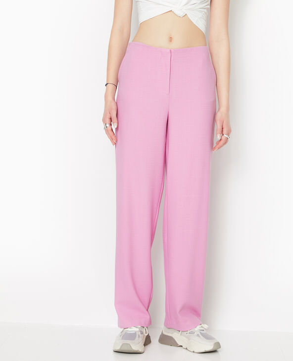 Pantalon droit en tissu reliéfé rose fuchsia - Pimkie