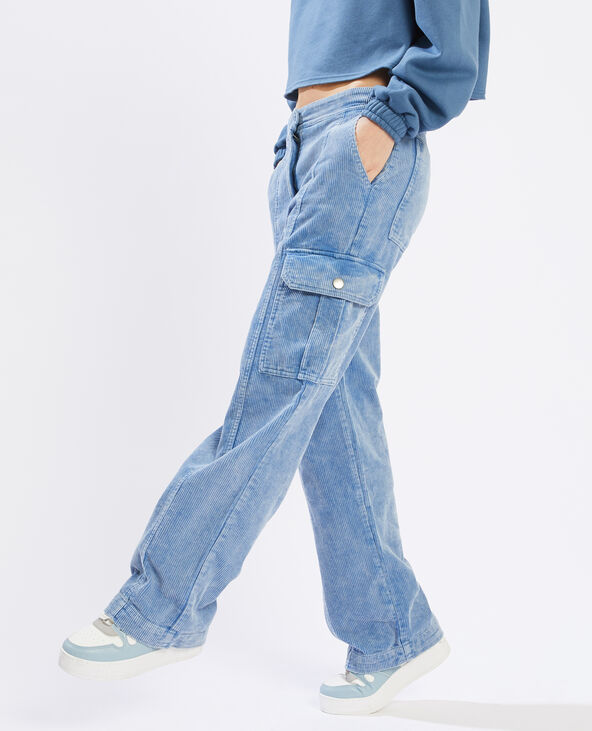 Pantalon battle en velours bleu - Pimkie