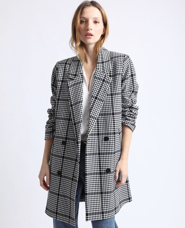 Manteau à carreaux noir - Pimkie