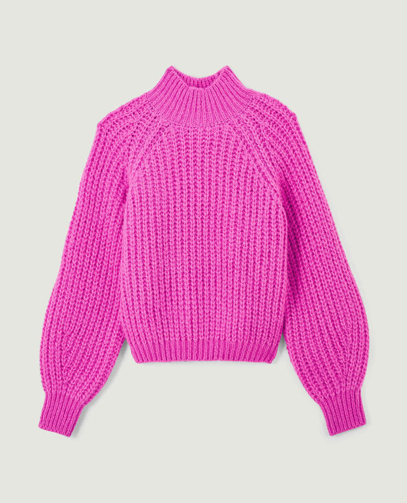Pull grosses mailles col montant rose - Pimkie