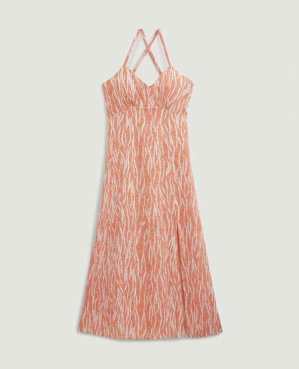 Robe longue motif feuillage orange - Pimkie