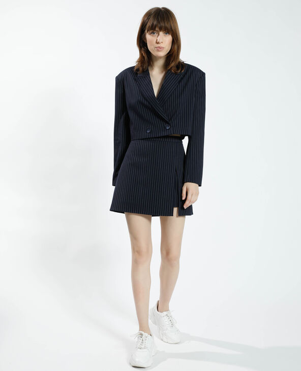 Blazer cropped rayé bleu - Pimkie