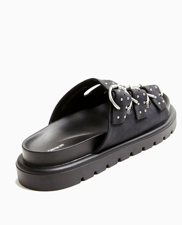 Mules 3 brides avec petits clous noir - Pimkie