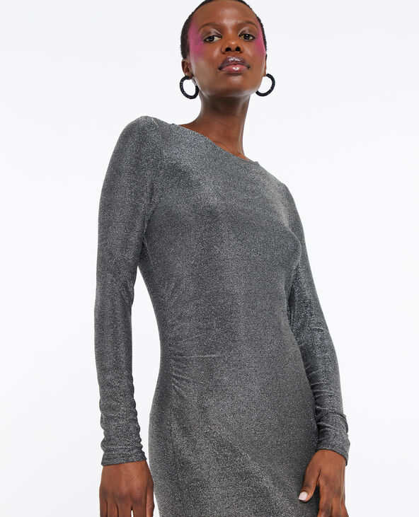 Robe longue dos-nu avec lurex argenté - Pimkie