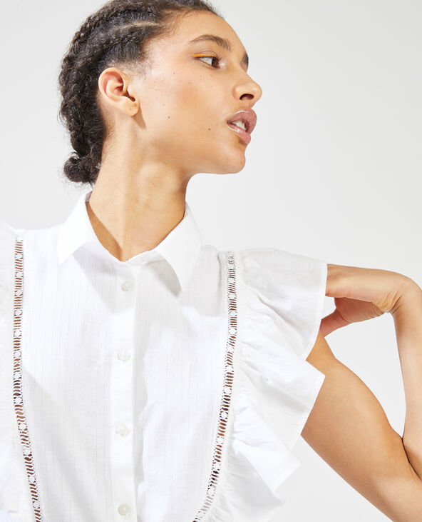 Blouse boutonnée avec volants blanc - Pimkie